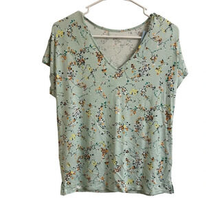 Ann Taylor LOFT Outlet Women’s SP Mint Green Ditsy Floral Flutter Sleeve Top